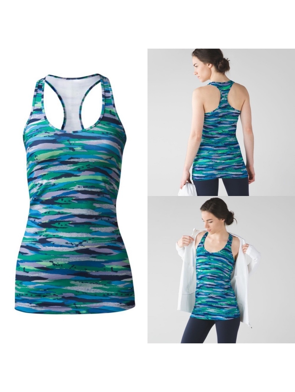 lululemon athletica Cool Racerback Tank Top Women 4 Green Blue Good